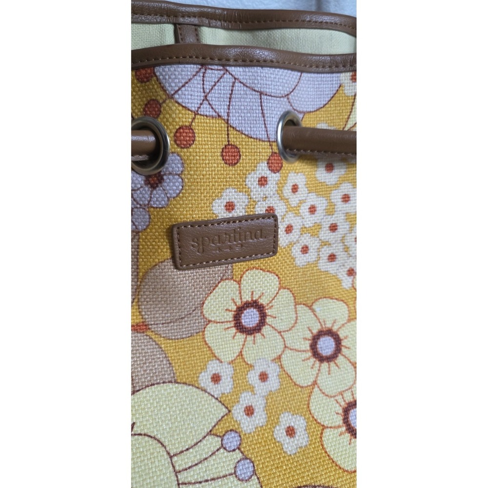 Spartina 449 Summer House Simple Zip Canvas Beach Tote Floral Yellow W/ Coin Bag - Picture 2 of 11